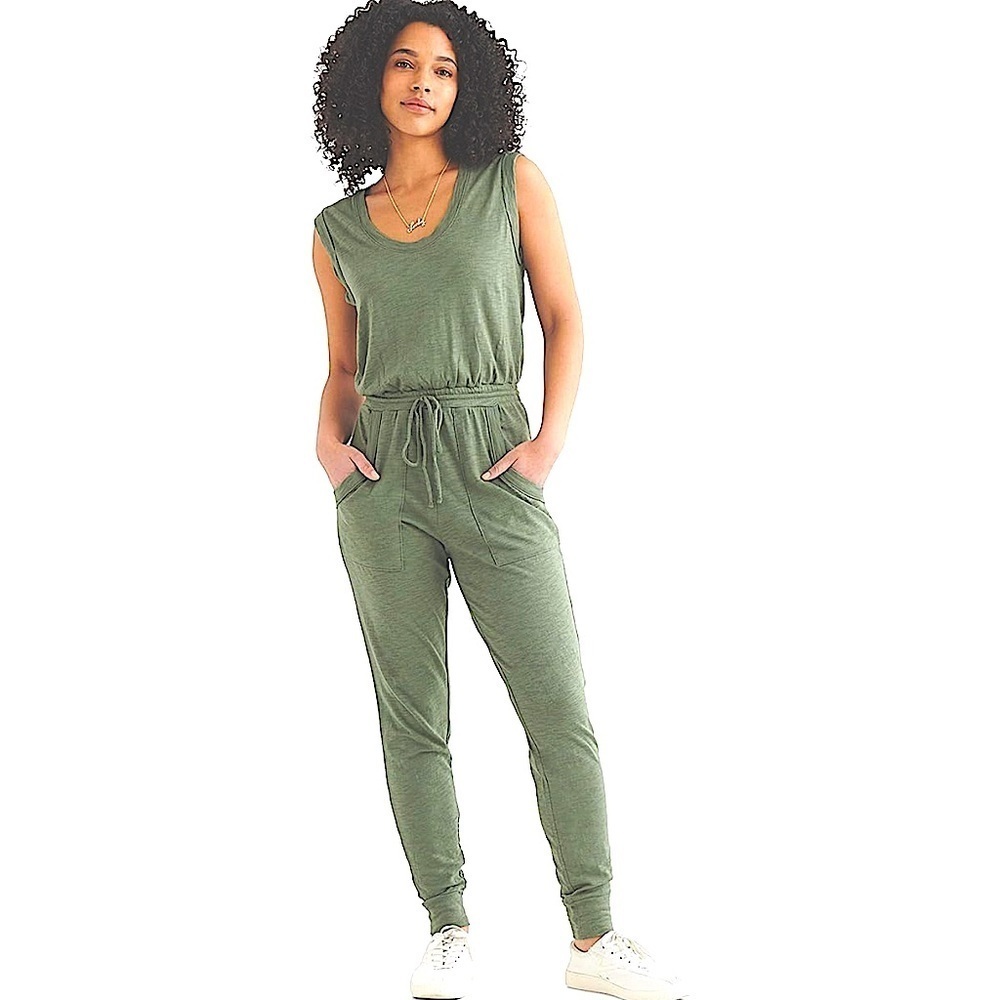 Cable & Gauge Olive Green Sleeveless Drawstring Jumpsuit